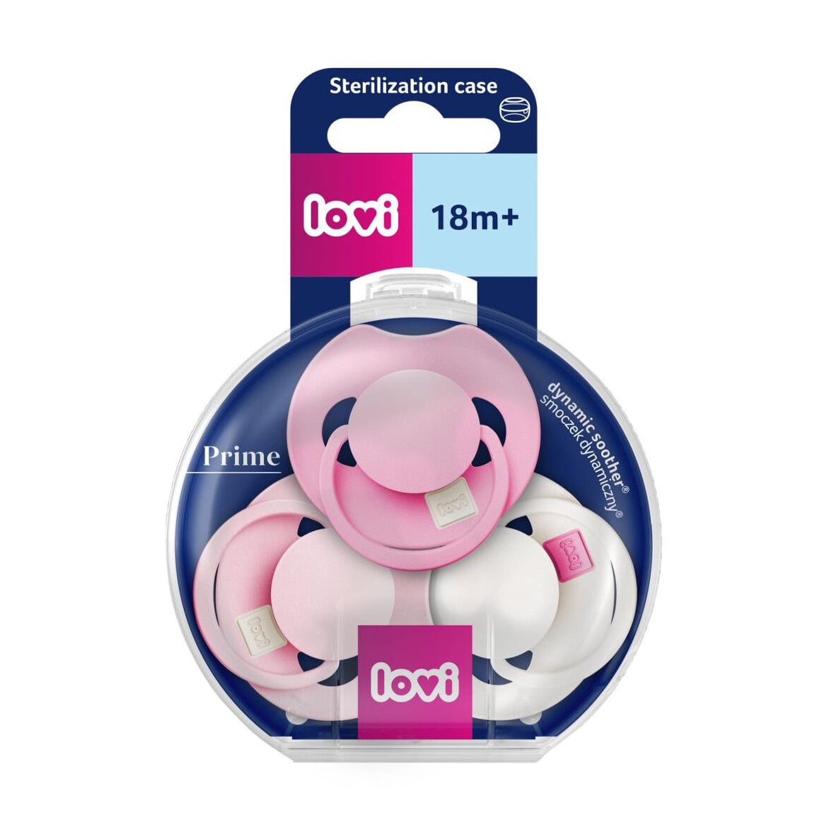 Пустушка LOVI Prime силіконова, динамічна, Peony Pink, від 18+ місяців, 3 шт (34/456)